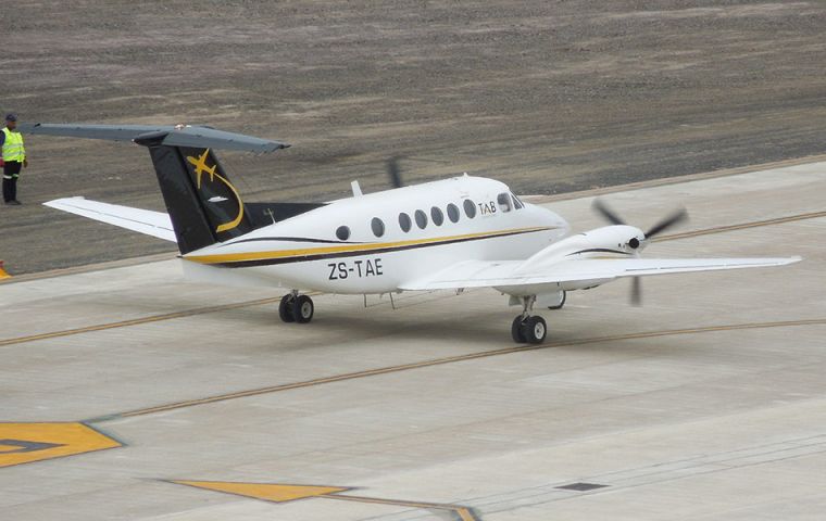 The Beechcraft King Air 200 aircraft at St Helena airport