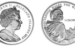 The coin produced on behalf of the Falklands' Treasury includes a representation of Britannia, the female personification of the British Isles