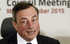 “The asset-purchase plans are proceeding smoothly and continue to have a favorable impact,” bank head Mario Draghi told a news conference in Malta.