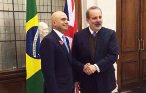JETCO meeting was headed by Sajid Javid, UK Secretary of State for Business, Innovation and Skills, and his Brazil counterpart Armando Monteiro (L)