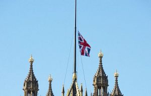 As a mark of respect and expression of solidarity, all Whitehall government departments have lowered their Union Flags to half-mast