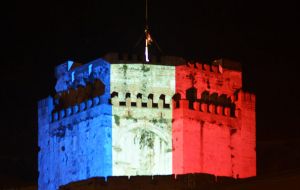 In a show of support for the people of Paris, the Moorish Castle in Gibraltar was illuminated in red, white and blue (Picgibnews.net). 