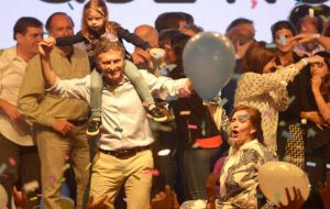 The celebration also included the children of some of the team among which Macri's youngest daughter, Antonia, whom he held in his shoulders.