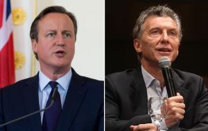 There was a cordial telephone exchange with David Cameron, during which Mr. Macri said that he wanted to see improved relations between the two countries.