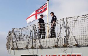 Sailing around the Cape Hope and back across the Atlantic HMS Lancaster called at the Falkland Islands, South Georgia and Tristan de Cunha