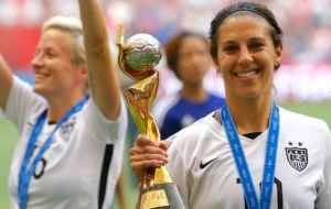 United States World Cup winner Carli Lloyd, who scored a hat-trick in the final against Japan, was named women's player of the year.