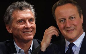 PM David Cameron congratulated Macri on his election victory and the two leaders according to Argentine sources, spoke on the phone for several minutes. 