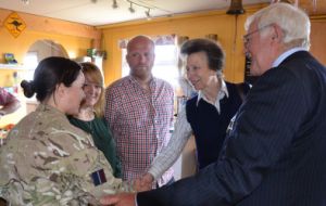 The Princess during her visit to Fox Bay on West Falklands (Pic. GH)