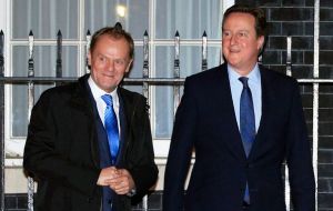 Cameron and Tusk met over dinner at Downing Street on Sunday and hope to finalize a package of measures for the EU leaders' summit on 18 and 19 February.