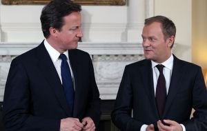 The prime minister's spokesman said Mr. Cameron and Mr. Tusk had had a “productive working dinner”
