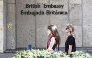 Buenos Aires media reports indicate that the Foreign ministry made a formal presentation on Fallon's visit to the British embassy in Buenos Aires