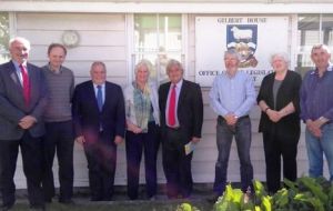 Luis Alberto Lacalle and Mario Jaime Trobo with Members of the Legislative Assembly of the Falkland Islands. (Pic FIG Twitter)