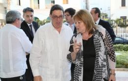 Susana Malcorra and Cuban peer Bruno Rodríguez Parrilla during the bilateral talks held in Havana. Cuba reiterated support for Argentinas Malvinas claim