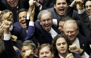 Dozens of opposition lawmakers interrupted a session of Congress, chanting for Rousseff to resign.