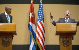 “Please give me the name of a political prisoner,” Castro said repeatedly, with President Barack Obama standing by his side.