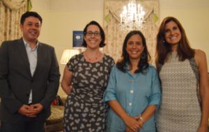 Ignacio de Paula, British Consul Katharine Felton, Gabriela Castro-Fontoura, Director of Sunny Sky Solutions and GBUA member, Florencia Malo 