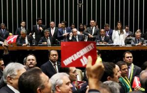 Leading Brazilian dailies Estado de S. Paulo and O Globo report there are enough votes in the lower house on Sunday to move the impeachment process forward.