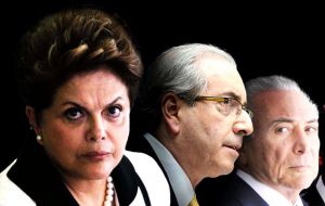 The release warns that if the coup prospers Rousseff will be replaced by Temer and Cunha both under investigation for corruption 