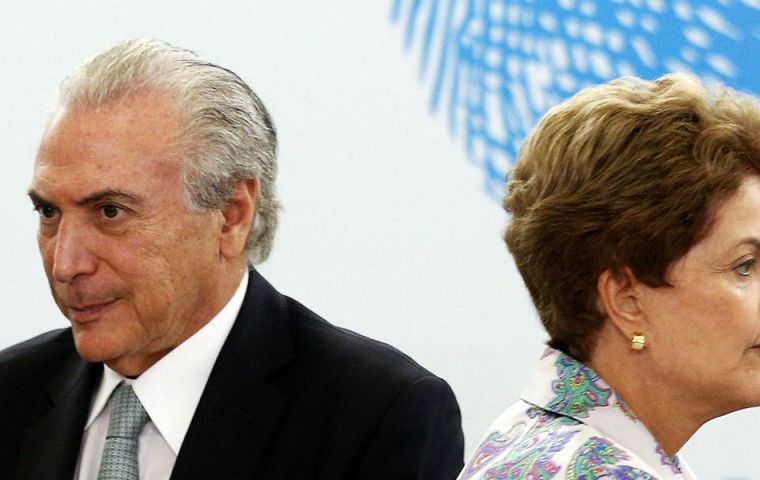 Vice-president Temer, who Rousseff accuses of masterminding a 'coup', apparently is working on a wide ranging 'national coalition' and 'salvation cabinet'.   