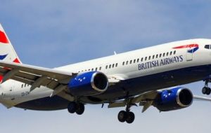 British Airways Boeing 737-800 prepares to touch down at St Helena’s airport.  It is the actual Boeing aircraft which will serve the St Helena/Johannesburg route.