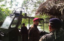 Guatemala’s Defense Minister, Mansilla, was photographed on the Sarstoon River on Friday, after Guatemala deployed additional troops to the area