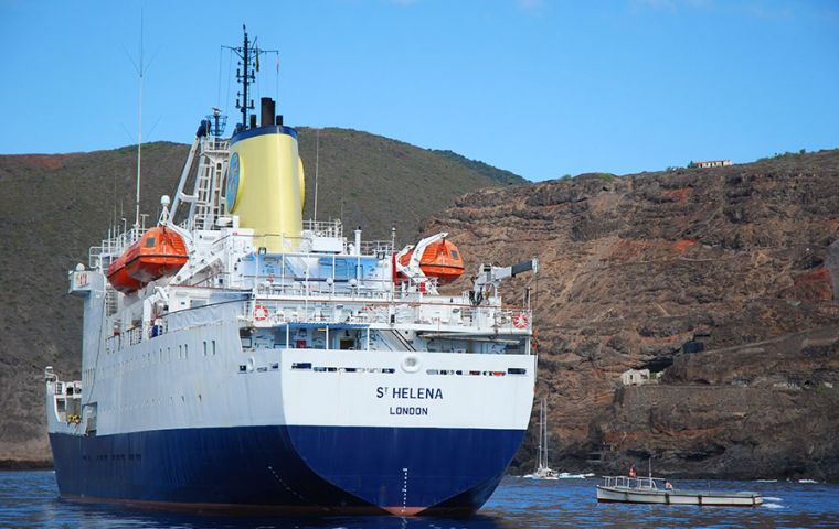 Built in UK in 1990 specifically for the St Helena route and with 6,767 gross tons, she can accommodate 156 passengers in 56 cabins, together with a cargo capacity