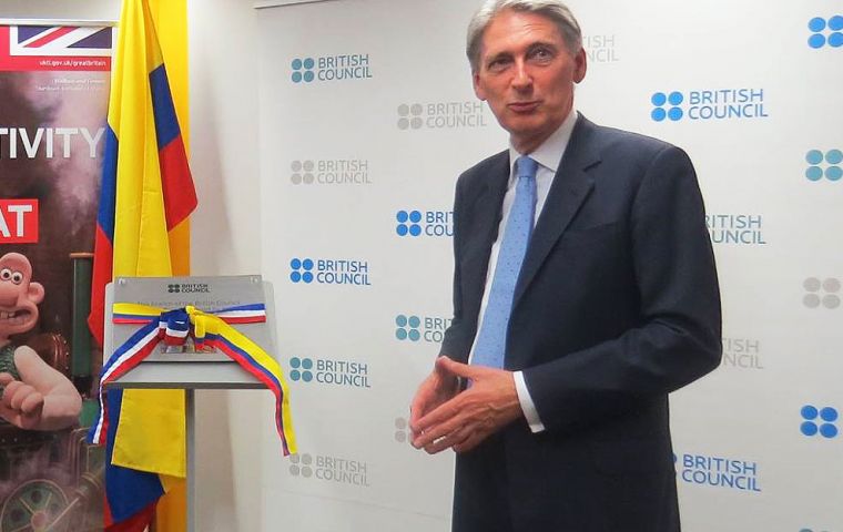 Visiting Colombia for the first time as Foreign Secretary, Mr Hammond is on the first stop of a tour of Latin America that will include Cuba and Mexico.