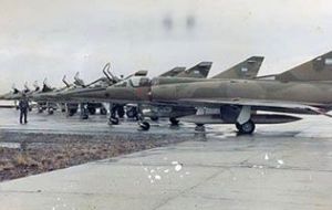 On May first the Argentine Air Force responded with 57 air sorties attacking the Task Force and dropping “20 tons of bombs”.