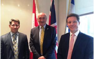MLA Mike Summers (C) with British Consul General in Montreal Nick Baker & Economist Mario Iacobacci