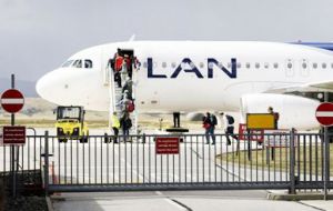 PN reports that action is being taken following LAN passengers recently attempting to take non permitted items on to a flight out of the Falklands. 