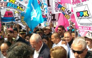 Supporters celebrated outside Kuczynski’s campaign headquarters while the apparent president-elect made a plea for dialogue with his opponent