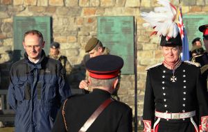 Member of the Legislative Assembly Michael Poole and Governor Colin Roberts both laid wreaths at the Liberation Monument.