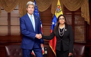 “I've committed to see if this can work so let's see if we can improve the relationship,” Kerry told reporters after meeting with counterpart Delcy Rodriguez