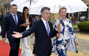 Santos underlined the strong links with Argentina and called for closer trade relations and thanked “Argentine commitment and support” for the peace process  