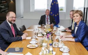 The President of the European Parliament, Martin Schulz, met Sturgeon earlier on Wednesday. She sounded a cautious note.