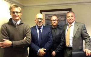 The ICRC delegation which arrived to the Falklands on 27 June, Morris Tidball-Binz, Laurent Corbaz, Oran Finegan and Edmond Corthésy (Pic PN)