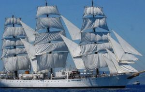 The 104m-long frigate, which has visited ten different countries on its latest voyage, will set sail for Dublin on Tuesday