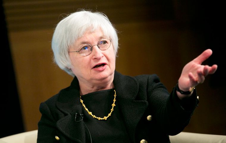 Fed chair Janet Yellen at the press conference following the cautious FOMC release