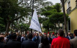 Meanwhile in Caracas the Venezuelan government raised the Mercosur flag at the foreign ministry 