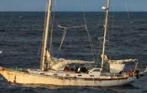 “La Sanmartiniana” was discovered abandoned and adrift in the Falklands waters by Fisheries Protection Patrol Protegat and towed to Stanley.