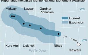 The Papahnaumokuakea Marine National Monument off the coast of Hawaii will ban commercial fishing from more than 1.5 million sq km of the Pacific Ocean.