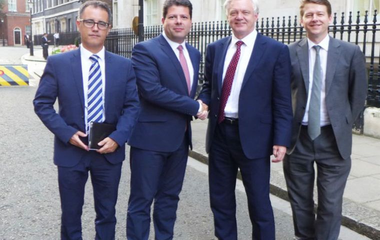  Chief Minister Fabian Picardo with UK's Secretary of State for Exiting the European Union, David Davis and Robin Walker from the Brexit department 
