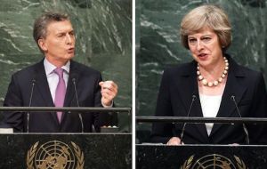 The exchange between president Macri and Prime minister Theresa May in New York, was “a brief casual encounter”. 