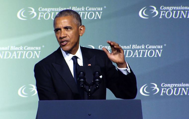 “There's no such thing as a vote that doesn't matter. It all matters,” Obama told the crowd at the event hosted by the Congressional Black Caucus Foundation. 