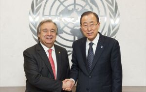 It was Guterres' fifth time that he took number-one spot in the contest to succeed Ban Ki-moon, who steps down on Dec 31 after 10 years as the world's top diplomat.