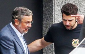Prosecutors said Palocci acted as a liaison between the ruling Workers Party, (PT) and Brazil's largest engineering and construction conglomerate, Odebrecht SA