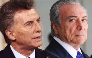 Although Macri and Temer have had some previous brief meetings, this will be the first formal bilateral meeting since the Brazilian president was confirmed.