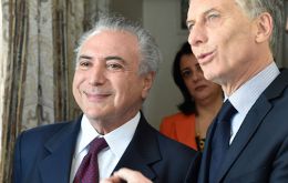 The pair held an official meeting in Buenos Aires and later at a press conference remarked their two countries' stances vis-a-vis the present and future of Mercosur