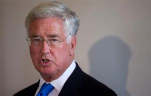 UK Defense Minister, Michael Fallon, said it would be on “Madrid’s conscience” if the Russian fleet was used to launch airstrikes.
