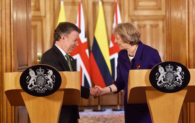 Prime Minister Theresa May announced the increased funding following her meeting with Colombian President Juan Manuel Santos at 10 Downing Street. 
